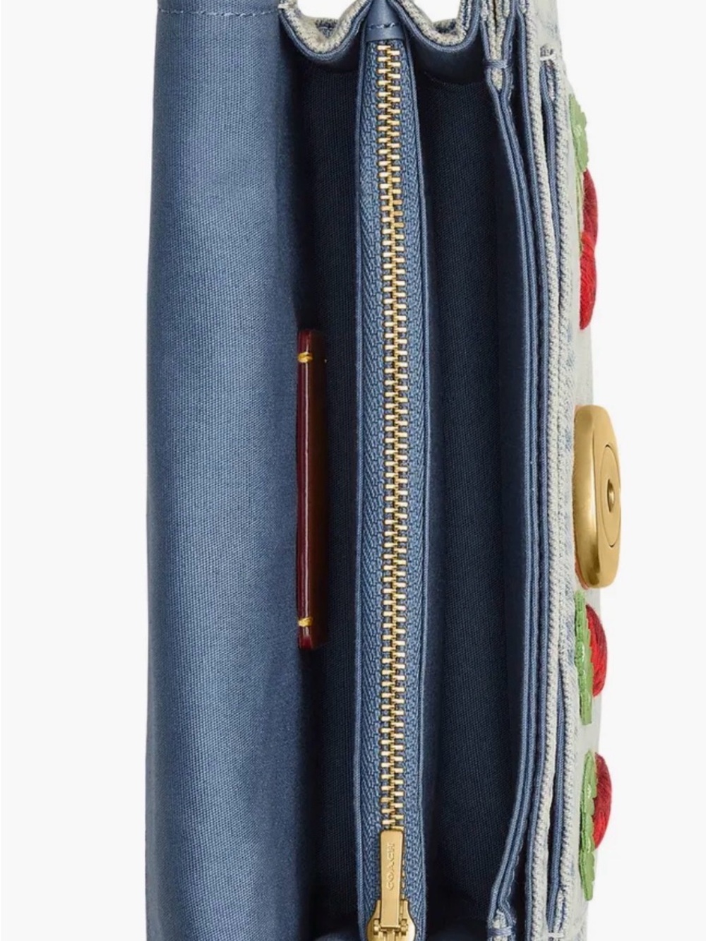 NWT Coach TABBY 20 Denim Cherry Embroidered Shoulder Bag - Picture 5 of 10